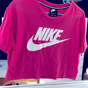 Hot pink cropped NIKE top. Size M